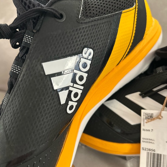 Adidas Icon 7 Bounce Mens Black Yellow Baseball Cleats Size 14 NEW - Picture 3 of 9